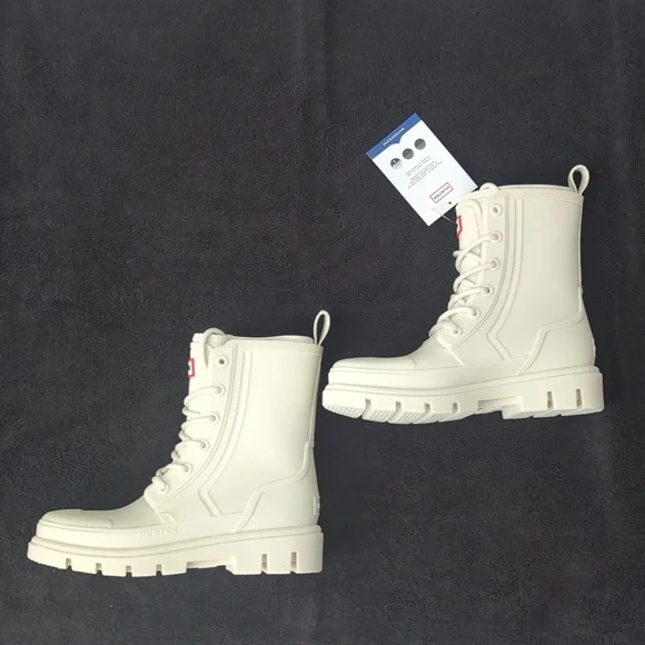 NWT Hunter Combat Silhouette Rain Boots in Ivory - Picture 4 of 8